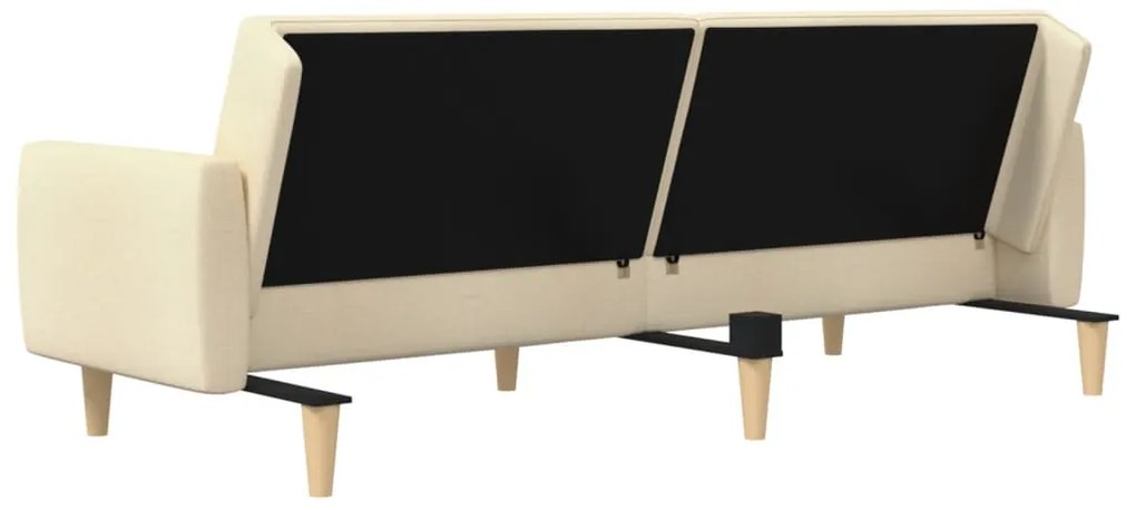 Sofá-cama de 2 lugares tecido cor creme