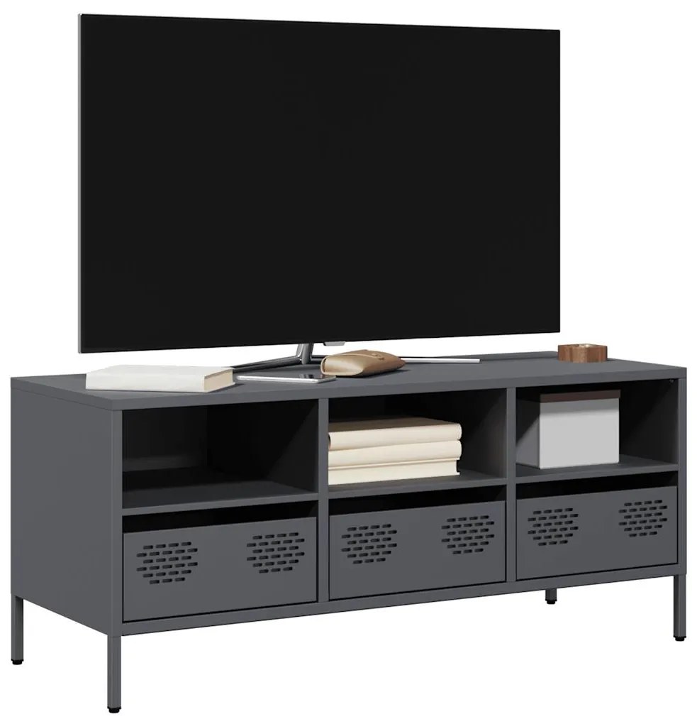 Móvel de TV 101,5x39x43,5 cm aço laminado a frio antracite
