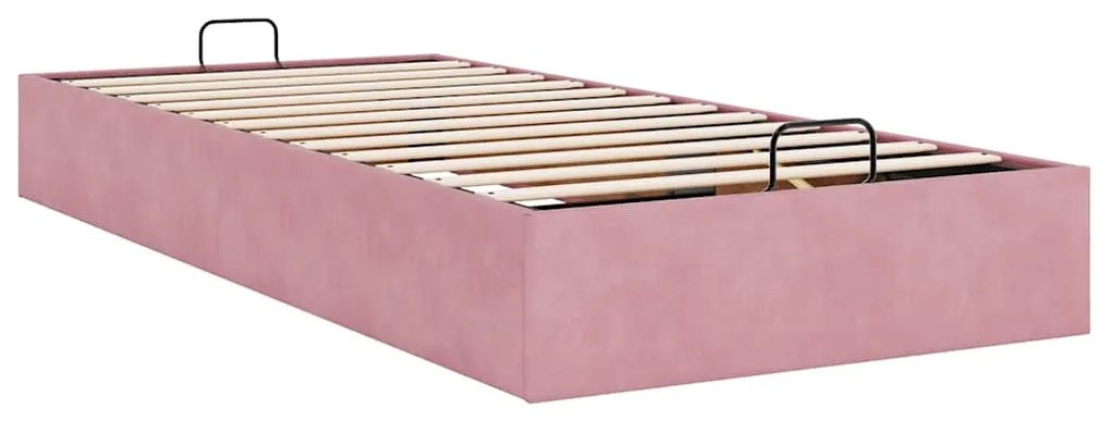 Otomano Bed Frame No Colchão Rosa 100x200 cm Veludo