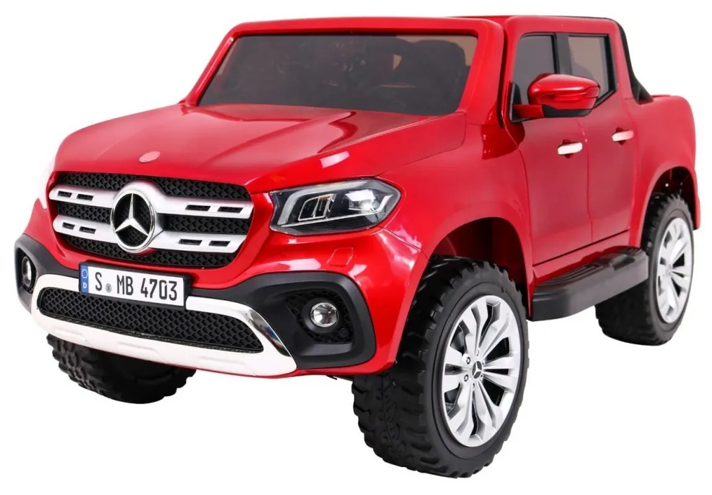 Carro elétrico para Crianças 24V 4x4 2 Lugares Mercedes Benz X-Class MP4 Rodas de EVA, Assento de couro Vermelho Pintado