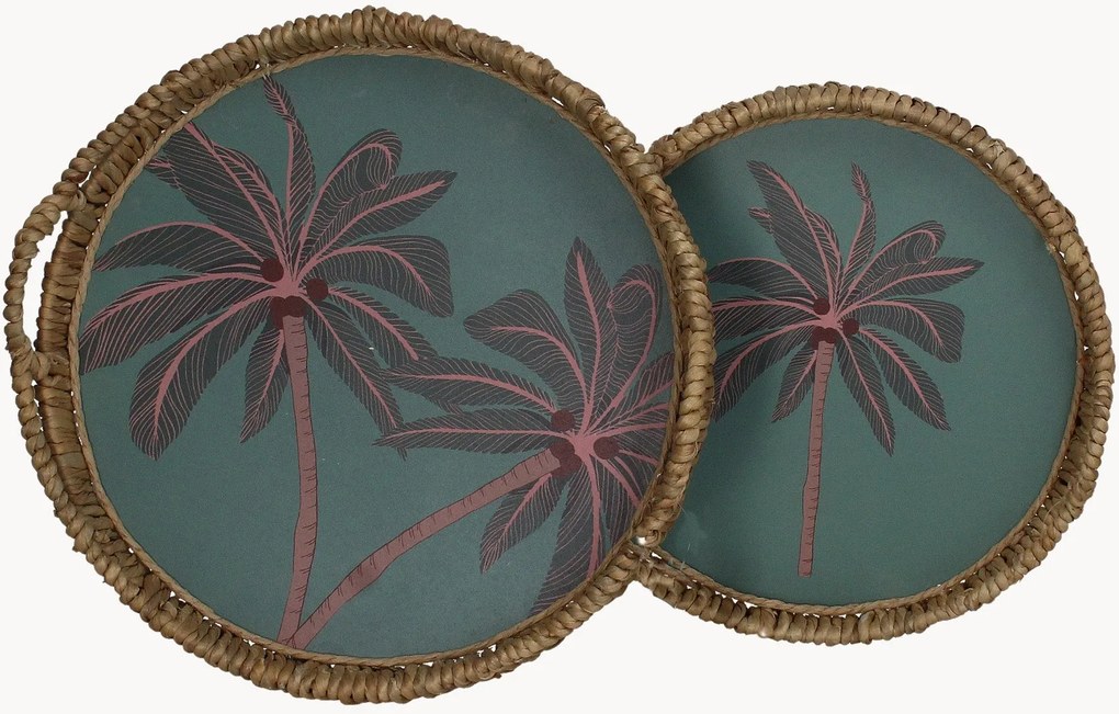 Tabuleiros de servir artesanais Palm Tree, conjunto de 2