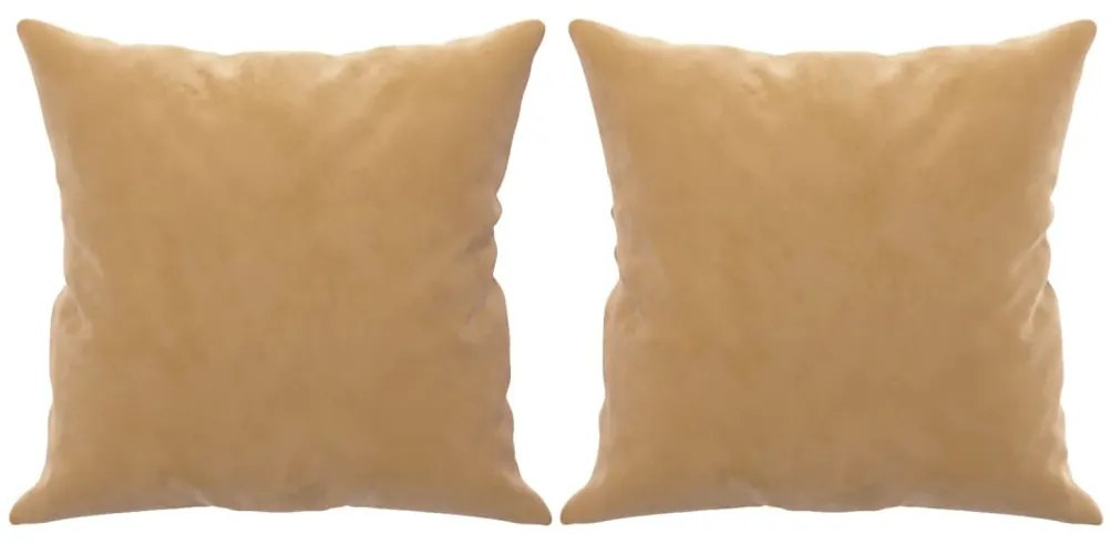 Sofá 2 lugares c/ almofadas decorativas 120 cm veludo castanho