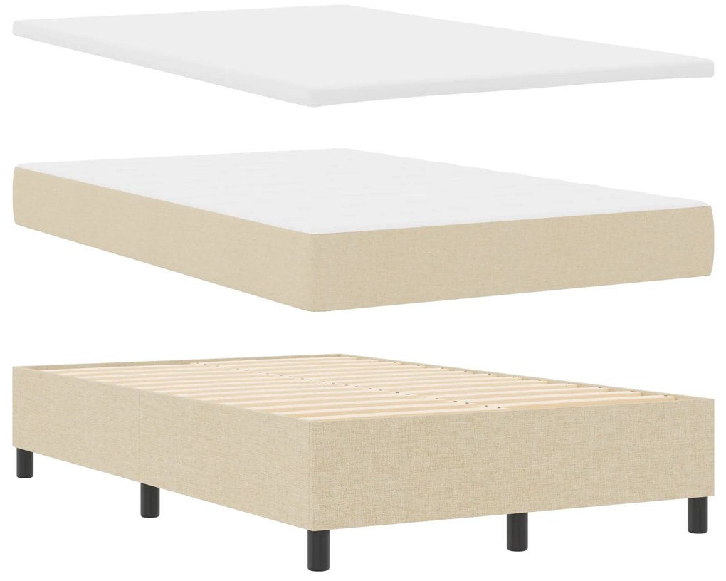 Cama Box com Colchão Creme 120x200 cm Tecido