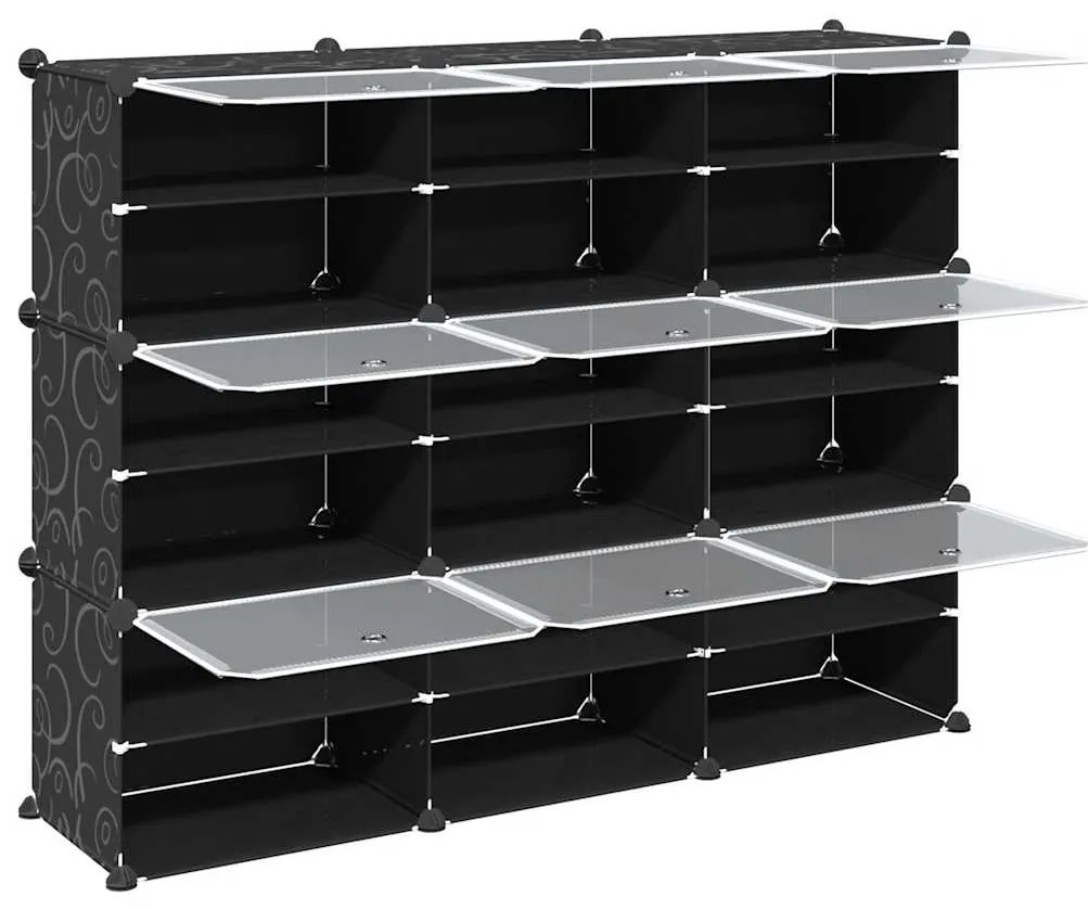 Organizador de arrumação com 9 cubos e portas PP preto