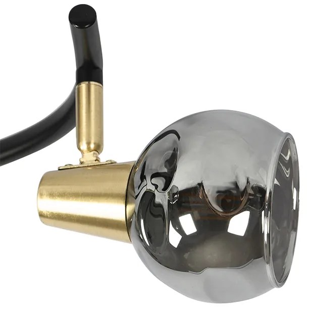 Plafon Art Deco preto 44,5cm vidro fumê 3-luzes - VIDRO Art Deco