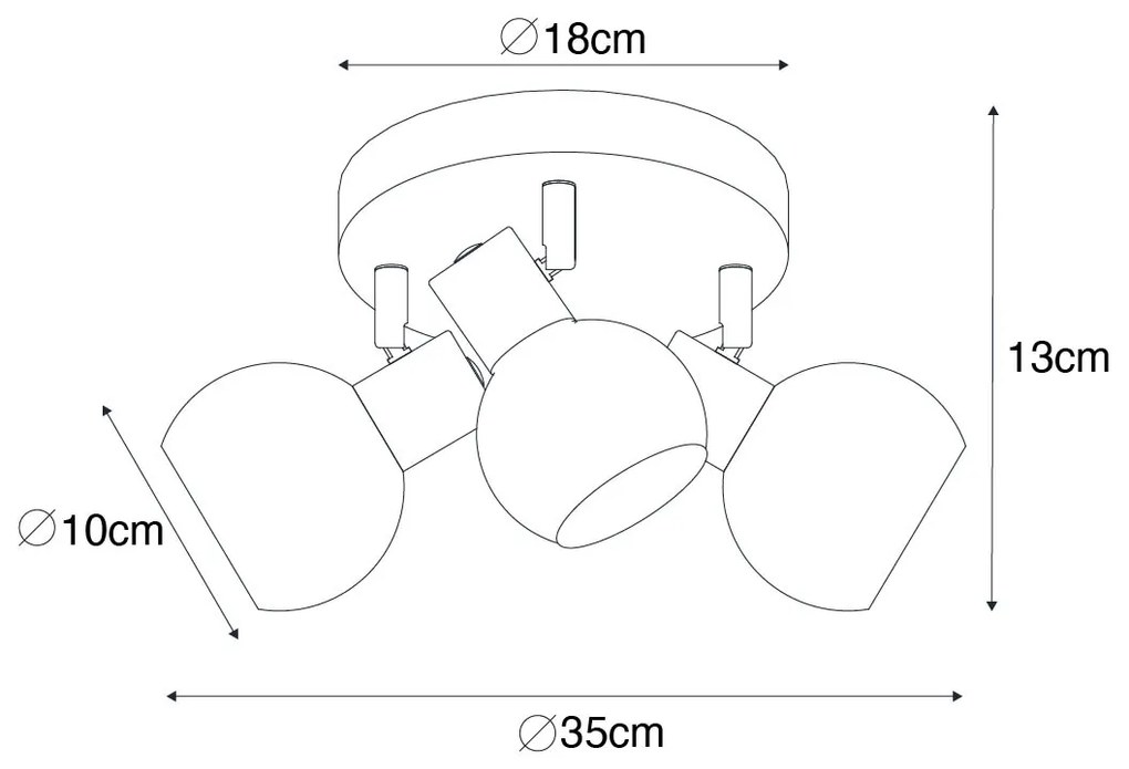 LED Candeeiro de teto inteligente dourado com vidro cor-de-rosa incl. 3 Wifi P45 - Vidro Art Deco