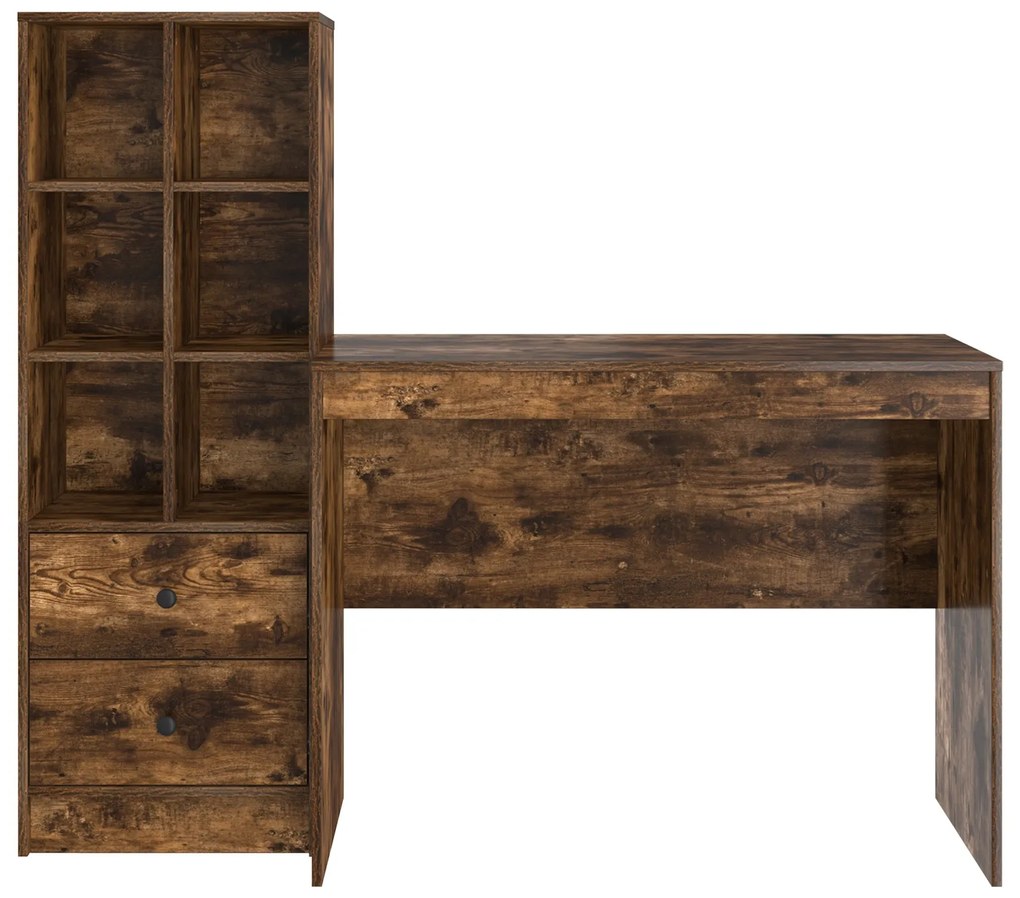 Mesa com Armazenamento Carvalho Fumado Madeira de Engenharia