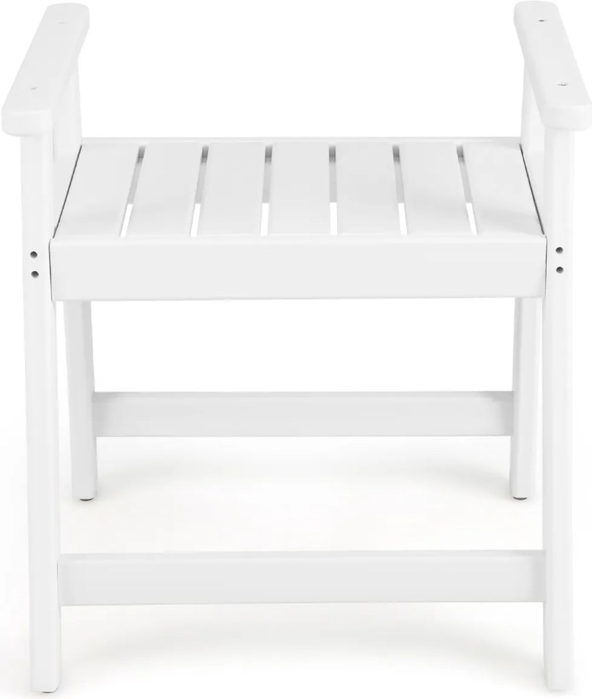 Banco de banho com braços, banco impermeável para casa de banho, 58 x 52 x 61,5 cm, branco