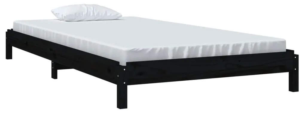 Cama empilhável 80 x 200 cm madeira de pinho maciça preto