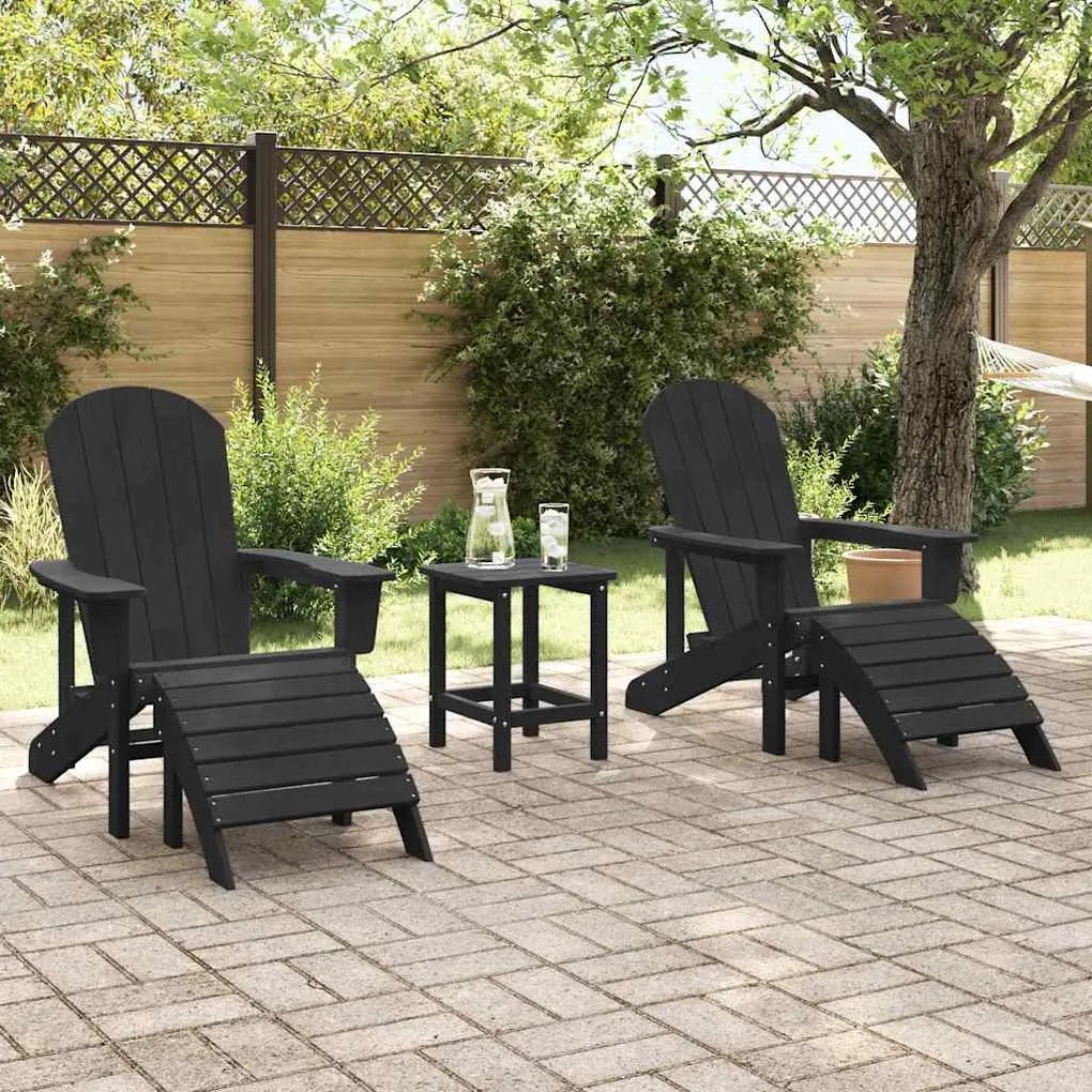Conjunto de Lounge para Jardim vidaXL 3 Peças Preto HDPE