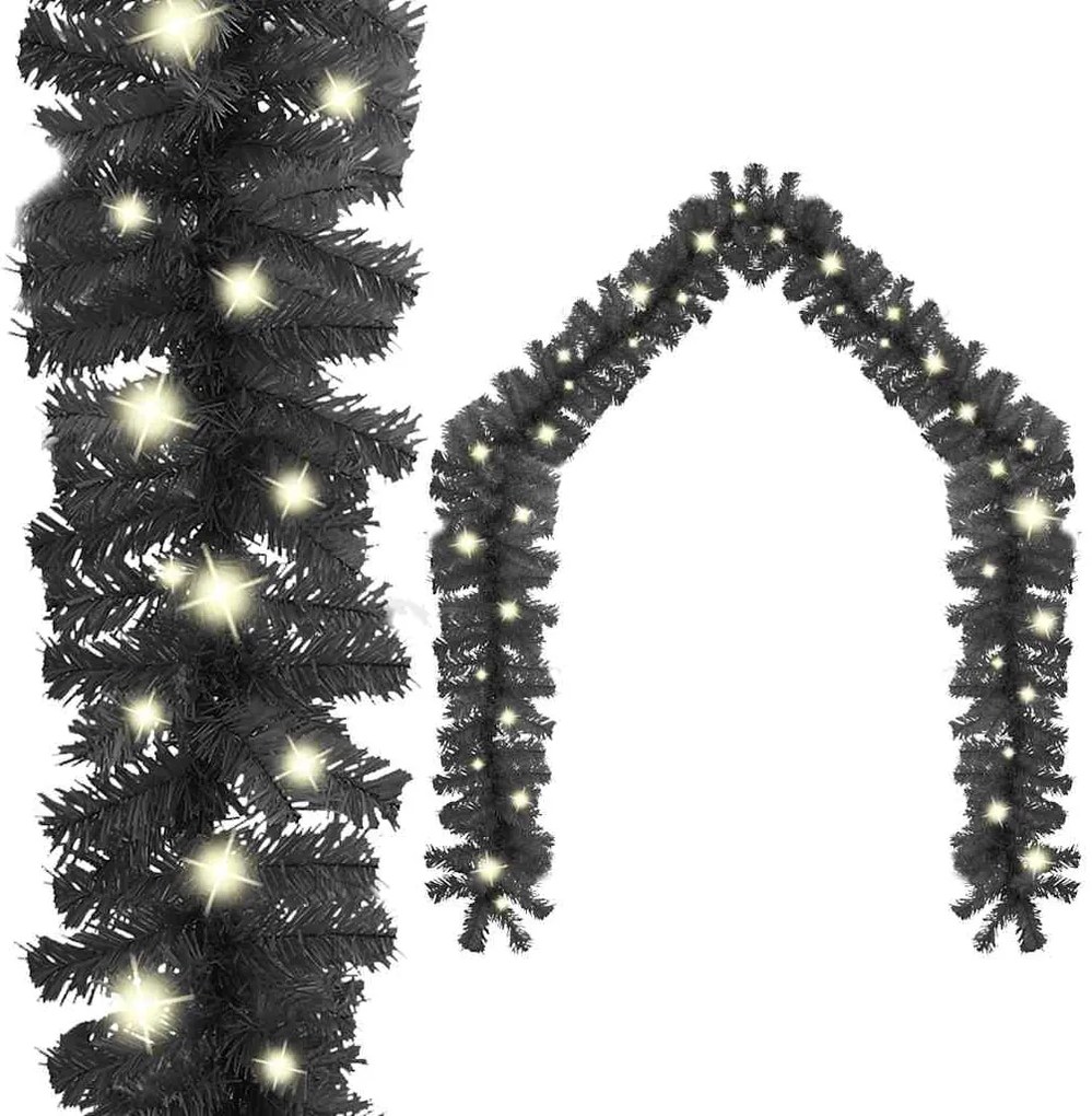 vidaXL Grinalda de Natal com luzes LED 10 m preto