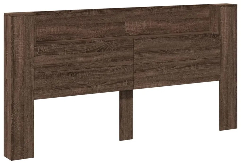 Armário cabeceira luzes LED 200x16,5x103,5 cm carvalho castanho