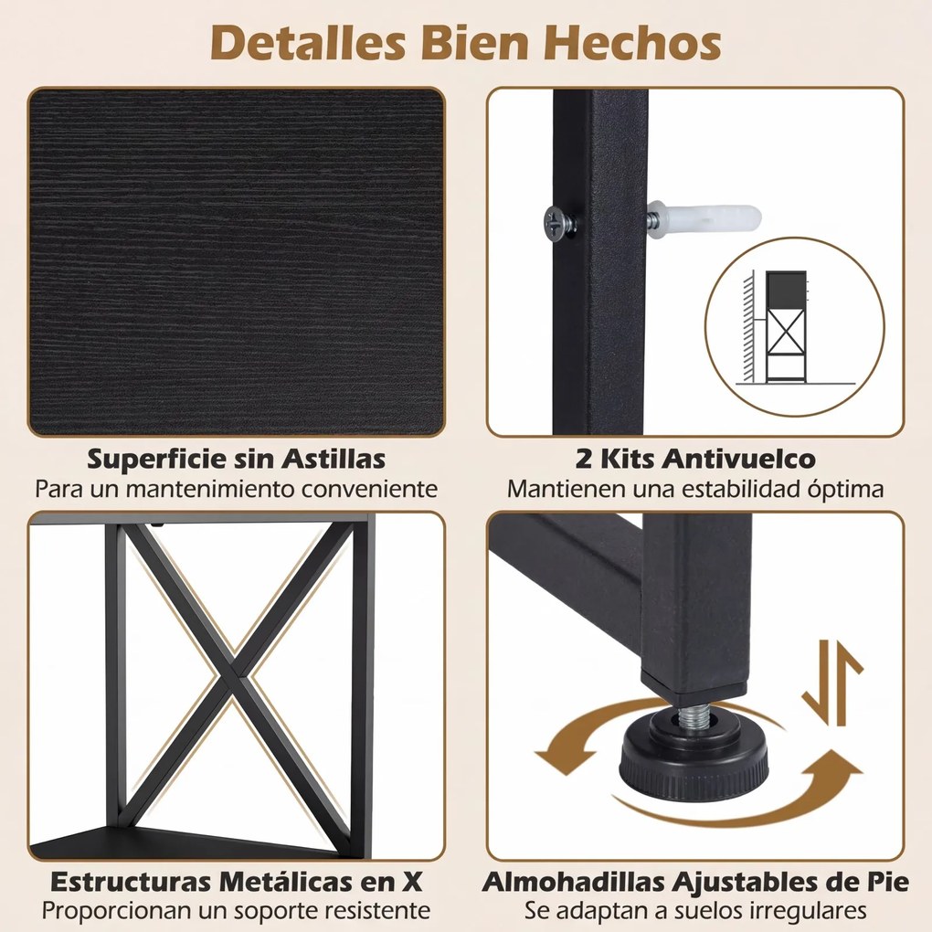 Mesa Consola com 4 gavetas em tecido 98,5 x 29 x 79,5 cm, estante, Estrutura metálica, padrão em mosaico de madeira, para corredores e espaços pequeno
