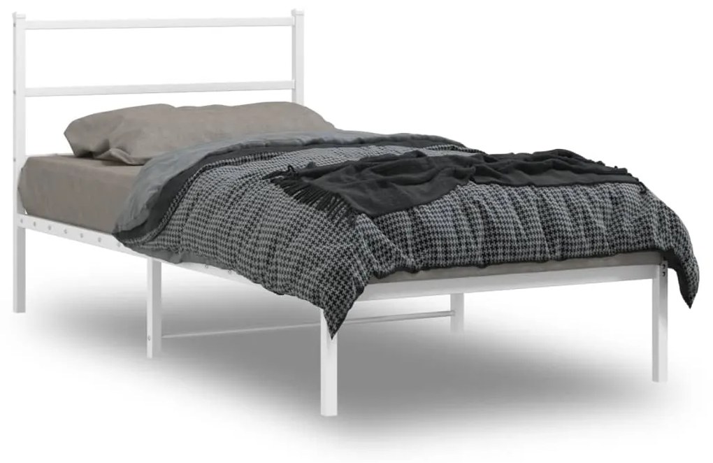 vidaXL Estrutura de cama com cabeceira 100x190 cm metal branco