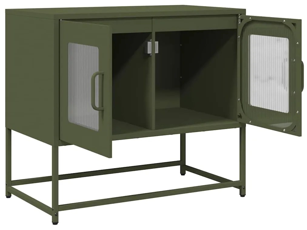 Móvel de TV 68x39x60,5 cm aço laminado a frio verde-azeitona