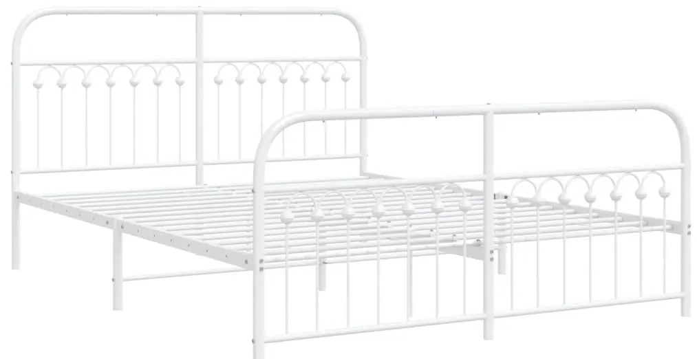 Estrutura de cama com cabeceira e pés 160x200 cm metal branco