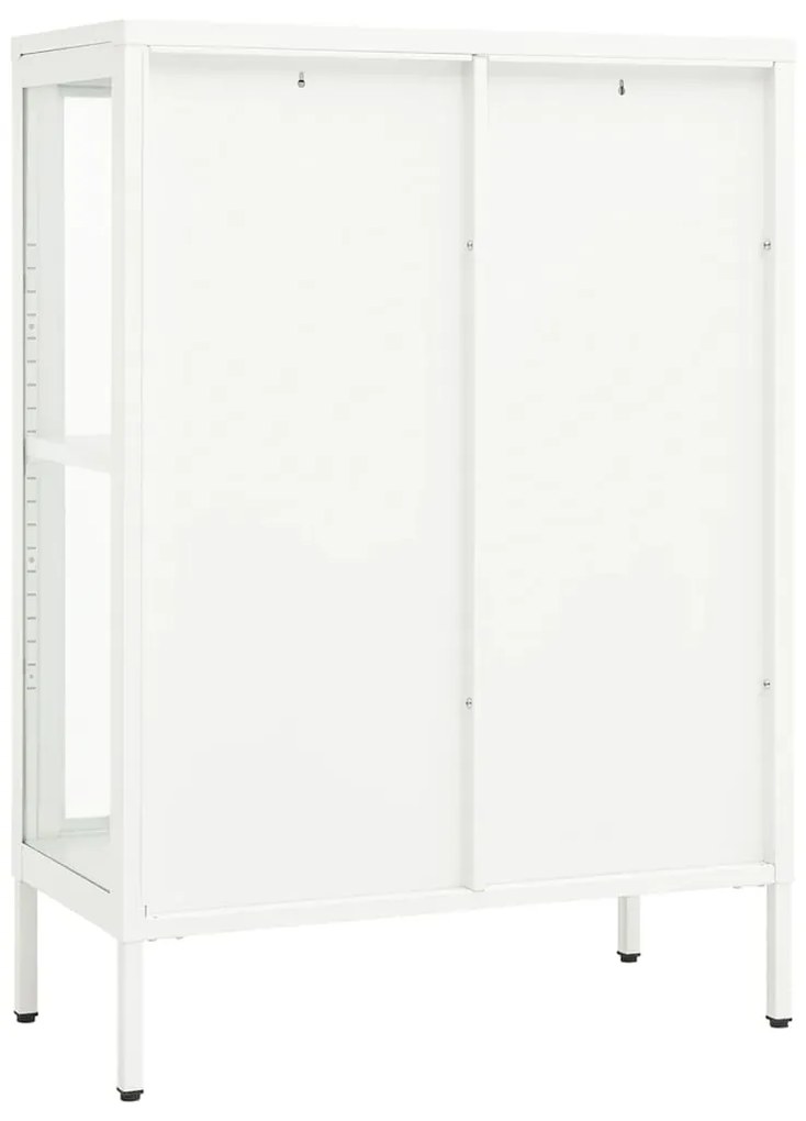 Aparador 75x35x105 cm vidro e aço branco