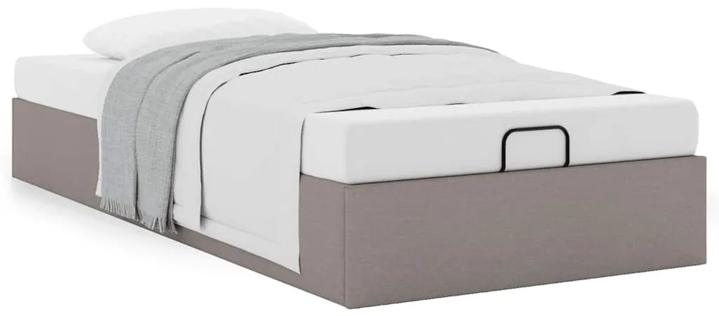 Estrutura de cama otomana sem colchão 100x200cm tecido cinzento