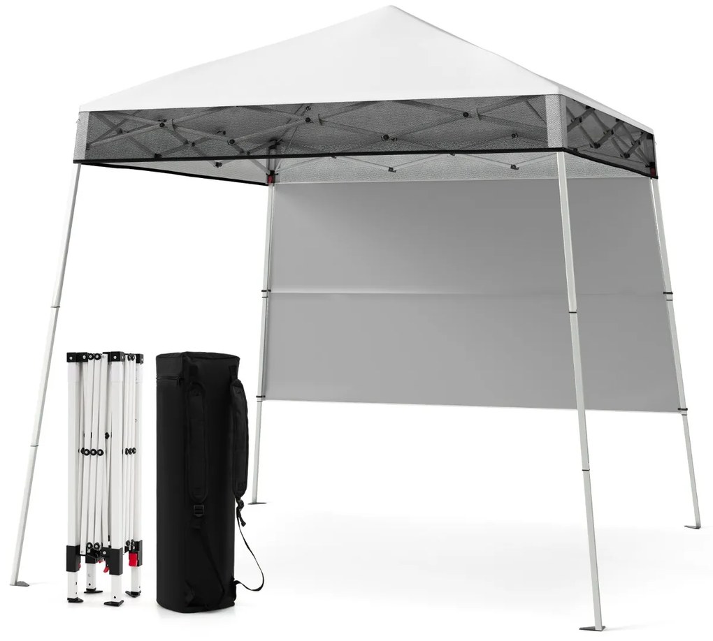 Tenda dobrável Pop UP 182 x 182 cm com 1 parede lateral Jardim, Feiras, Eventos com Saco Branco