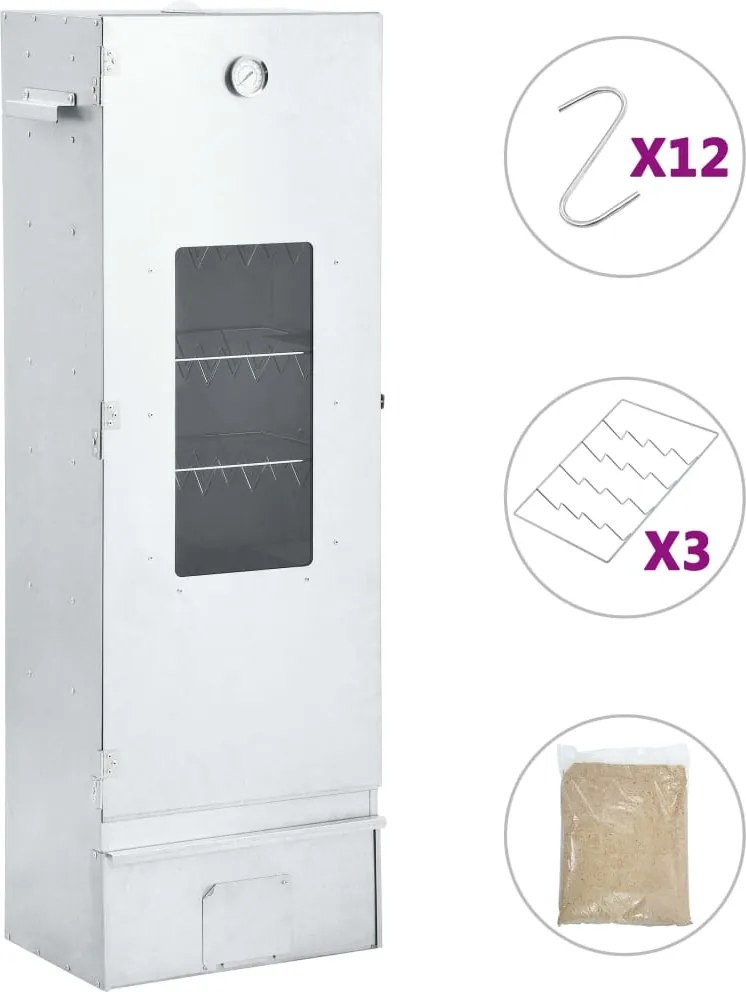 vidaXL Defumador de forno c/ 1 kg de aparas de madeira 44,5x29x124 cm