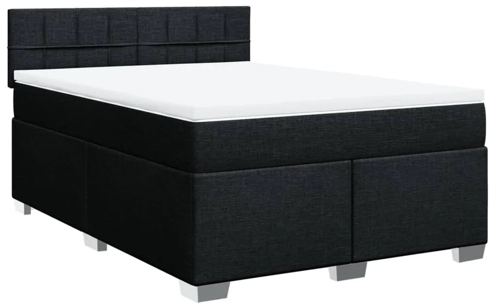 Cama com molas/colchão 140x200 cm tecido preto