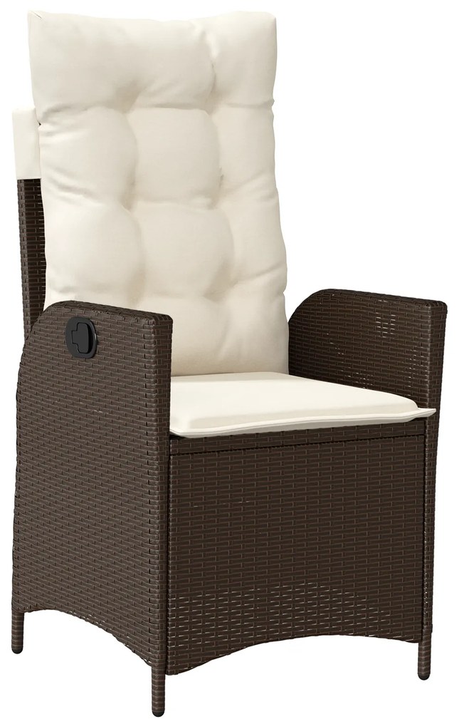 Conjunto de Jantar de Jardim 7 Peças com Almofadas Castanho Rattan Pol