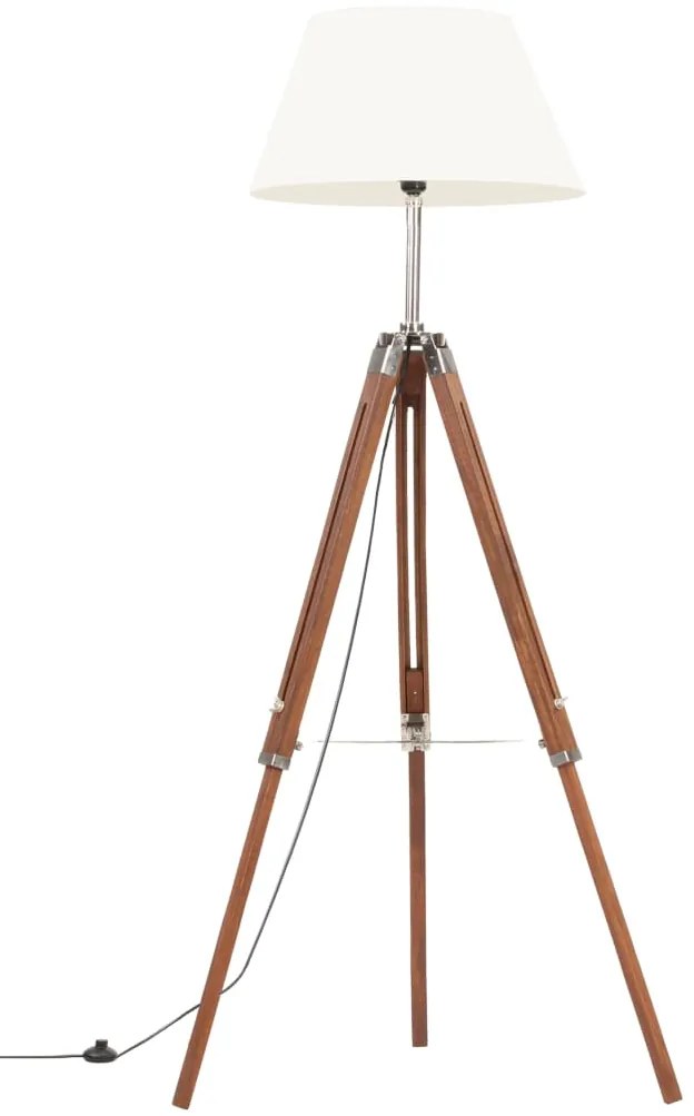 Candeeiro de chão tripé 141 cm teca maciça castanho mel/branco