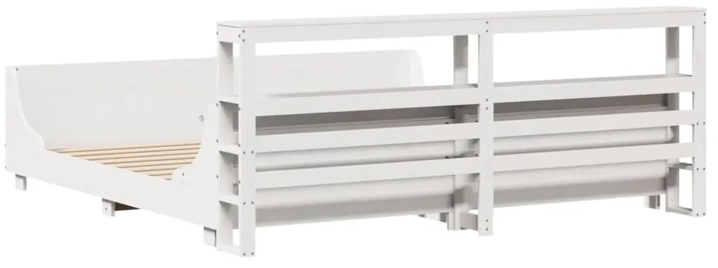Cama sem colchão 180x200 cm madeira de pinho maciça branco