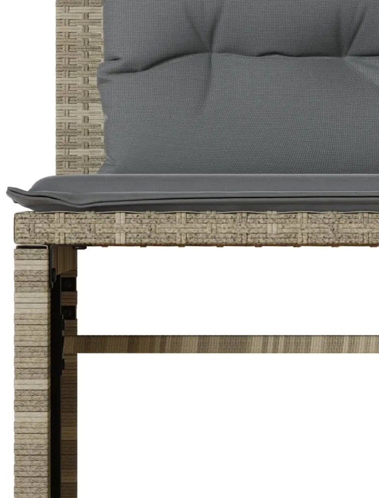 4 pcs conj. sofás jardim c/ almofadões vime PE cinzento-claro