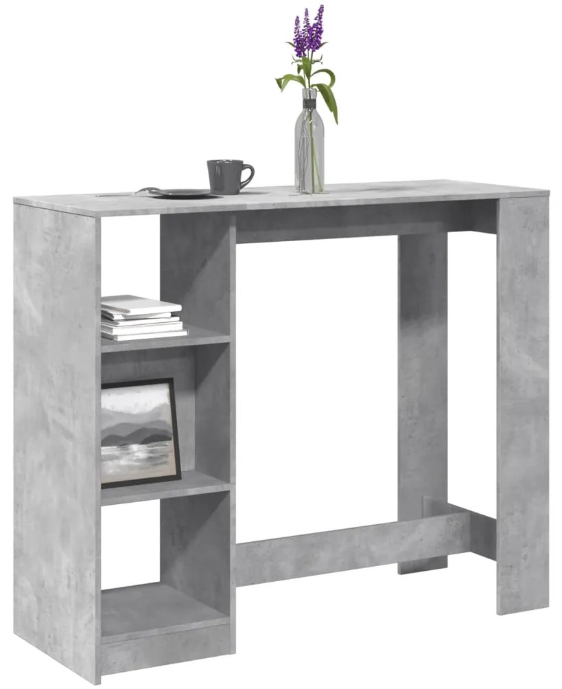 vidaXL Mesa de bar c/ prateleiras derivados de madeira cinza cimento
