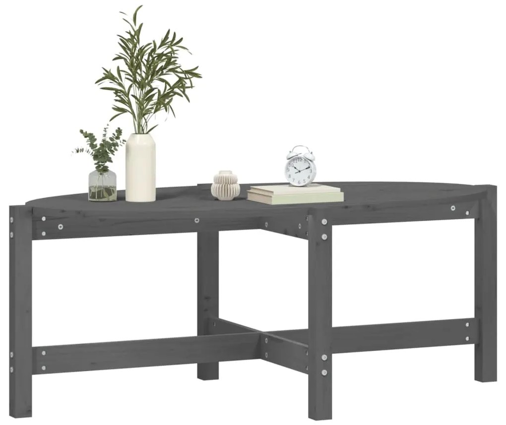 Mesa de centro 118x63x45 cm madeira de pinho maciça cinza