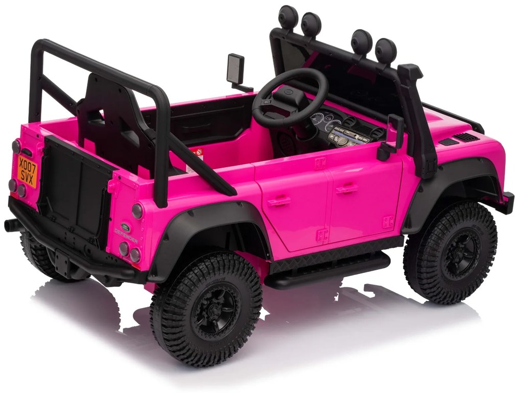 Jipe elétrico para crianças Land Rover Defender 110 SVX 12V, 4X4, luzes LED, bateria de lítio, licença ORIGINAL Rosa