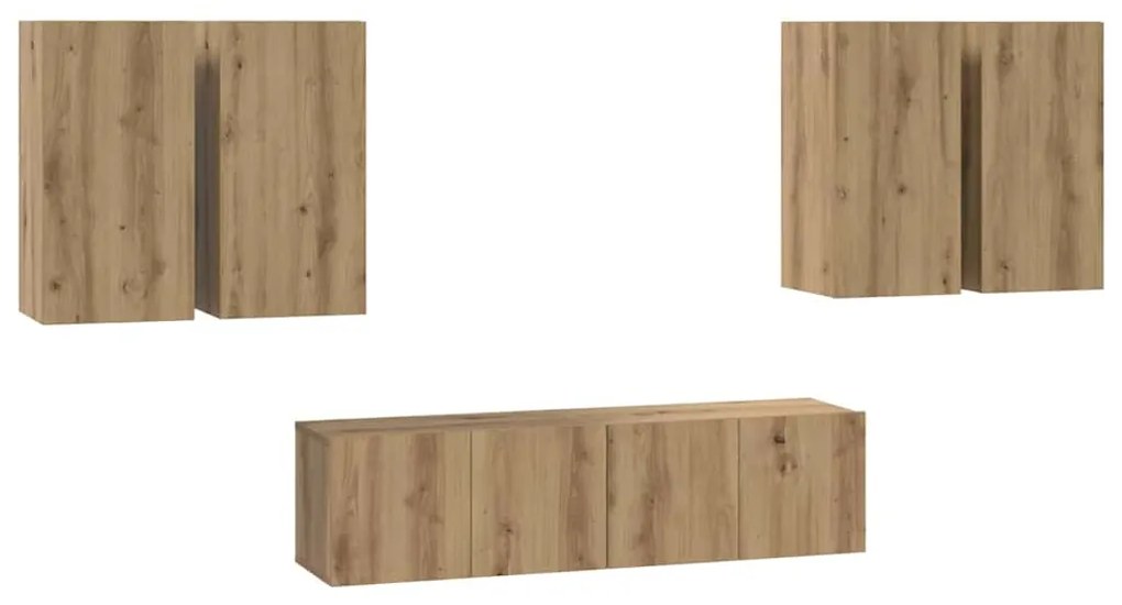Conjunto de móvel de TV com prateleira 6 pcs carvalho artisiano