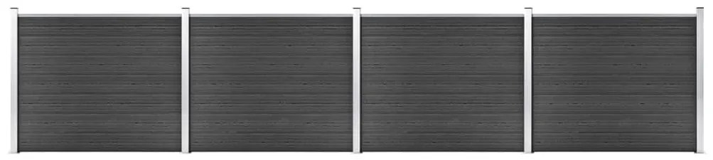 Conjunto painel de cerca 699x146 cm WPC cinzento