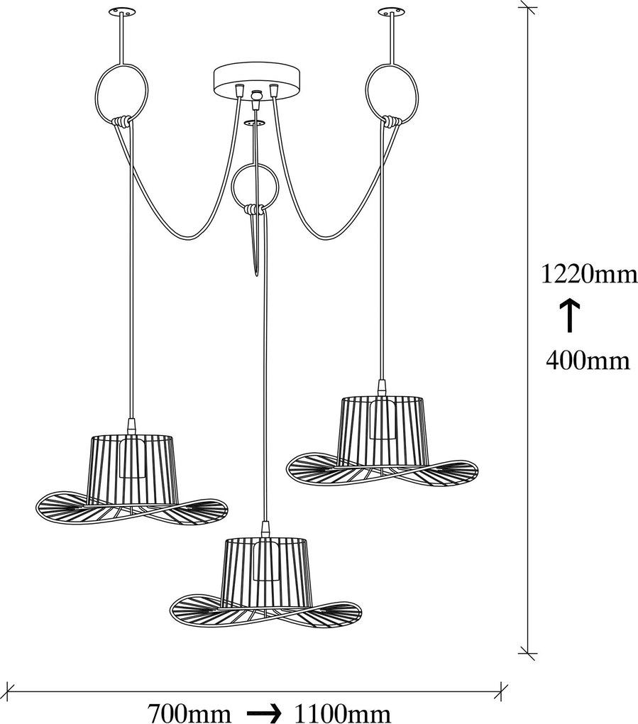 Candeeiro Tel – Preto – Diâmetro 118 cm, Altura 122 cm