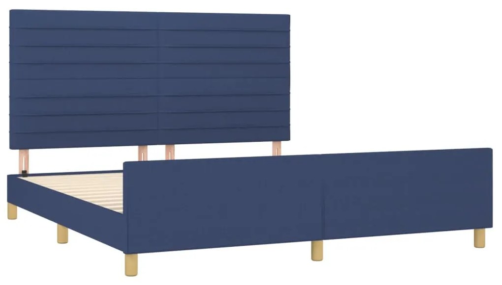Estrutura de cama sem colchão 160x200 cm tecido azul