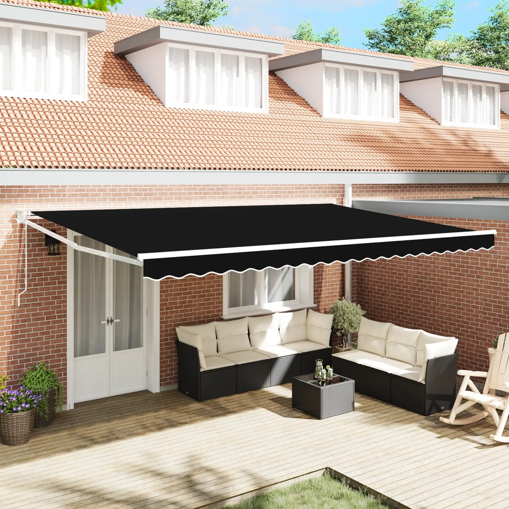 Toldo Retrátil Automático vidaXL Preto 500x300 cm