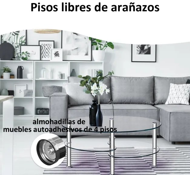 Mesa de centro para sala de jantar Mesa de centro para sala de estar Mesa de centro de vidro temperado com 3 camadas de arrumação 89 x 51 x 45,5 cm