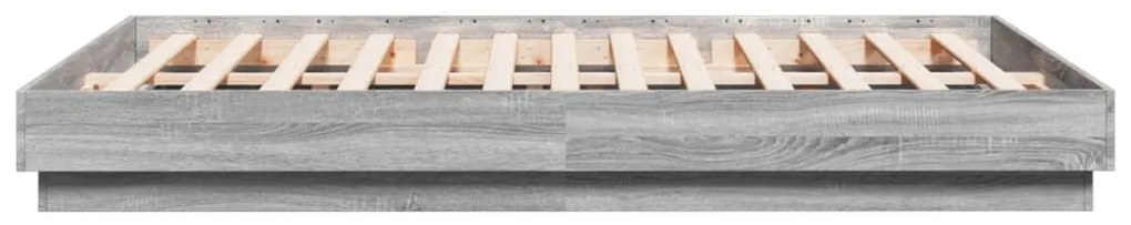 Estrutura de cama com luzes LED 140x200 cm cinzento sonoma