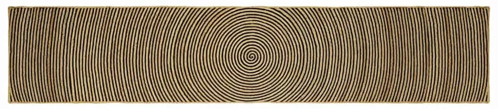 vidaXL Tapete Natural e Preto 60 x 400 cm Juta