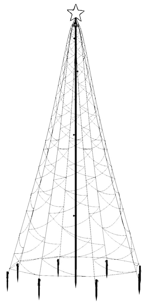 Árvore de Natal c/ poste metal 500 luzes LED 3 m branco quente
