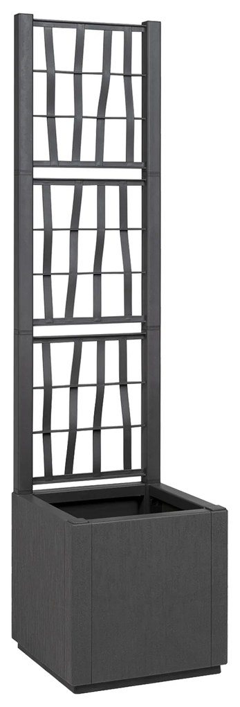 vidaXL Plantadeira para Jardim Cinza Escuro com Treliça - 36x36x140 cm