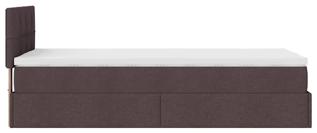 Cama otomana com colchão 100x200 cm tecido castanho escuro
