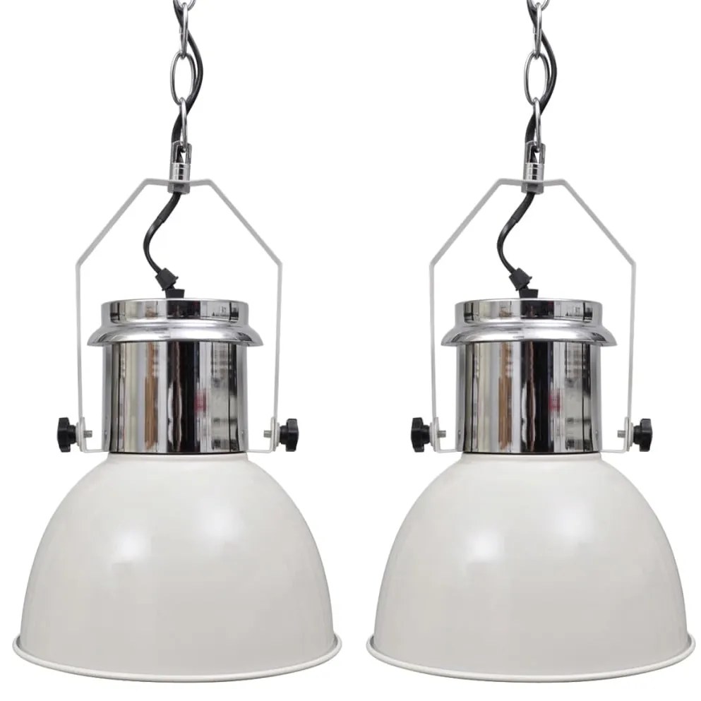 vidaXL Candeeiros de teto em metal 2 pcs altura ajustável branco