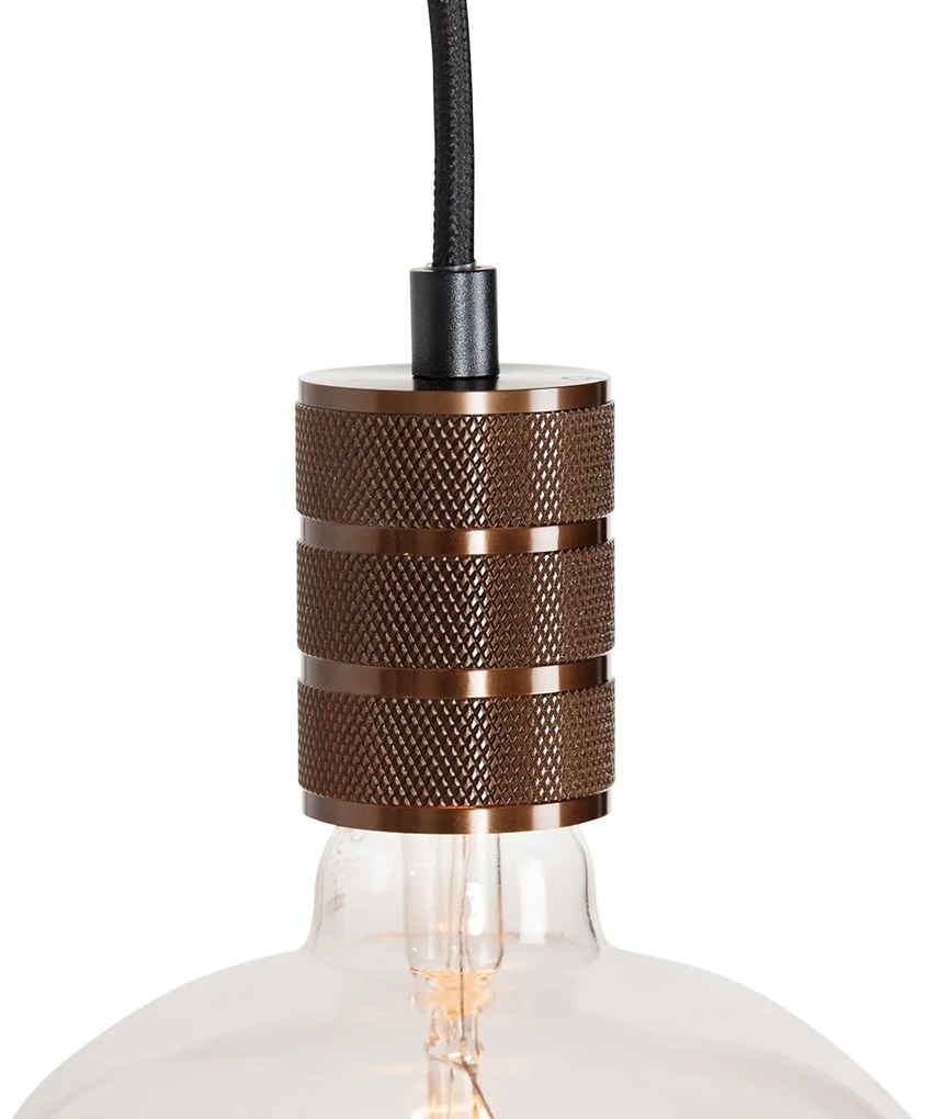 Sistema de calhas monofásico com 3 focos e candeeiros pendentes bronze escuro - Cavalux Jeana