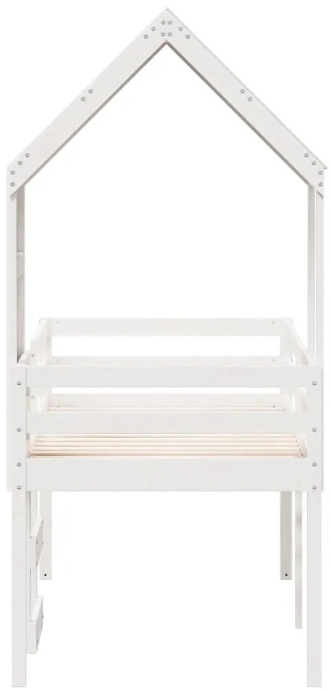 Cama alta com telhado 90x190 cm pinho maciço branco