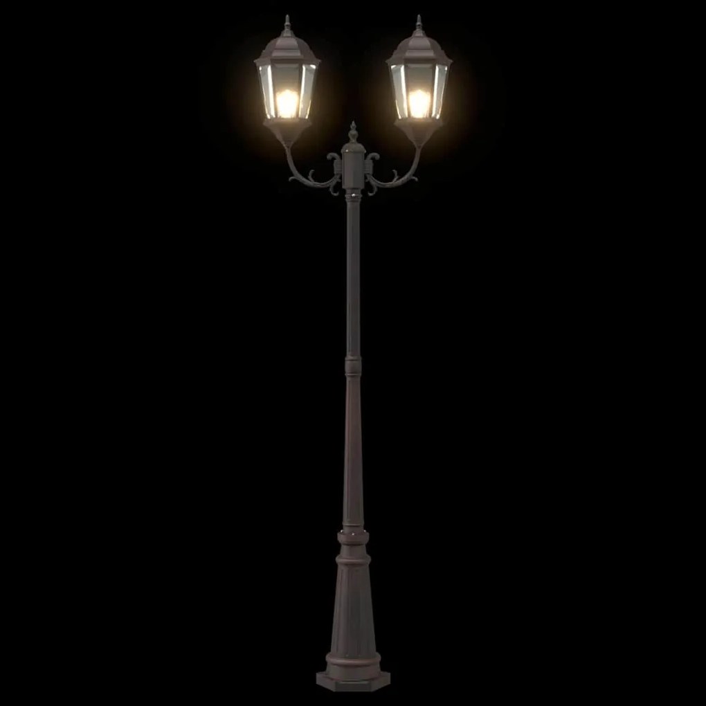 Poste de Luz de Jardim 2-Lâmpada E27 Bronze 235 cm Alumínio