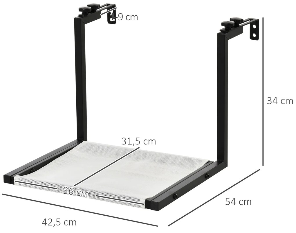 Rede para Gatos para Radiador com Gancho Ajustável Cama Suspensa de Tecido Removível Estrutura de Aço 42,5x54x34 Preto e Bege