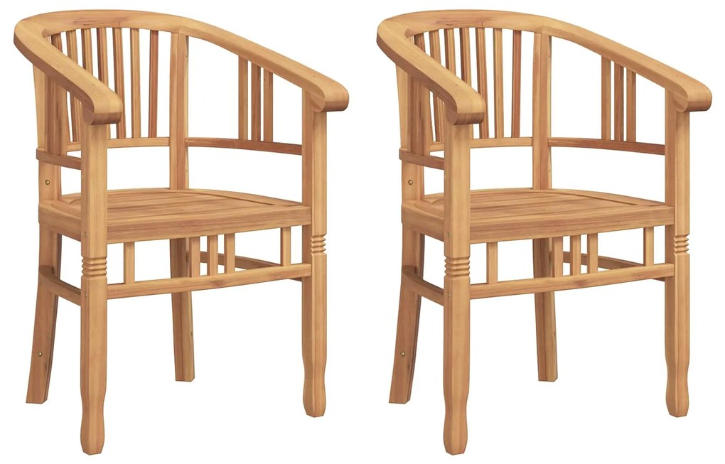 vidaXL Cadeira 2 pcs Castanho 63 x 58 x 89 cm Madeira de Teca Sólida