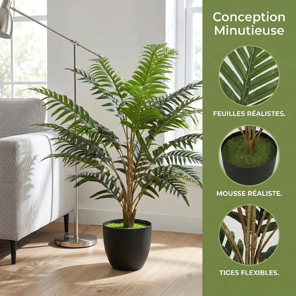 Planta artificial de interior de 90 cm, feto em vaso com ramos flexíveis, para interior e exterior